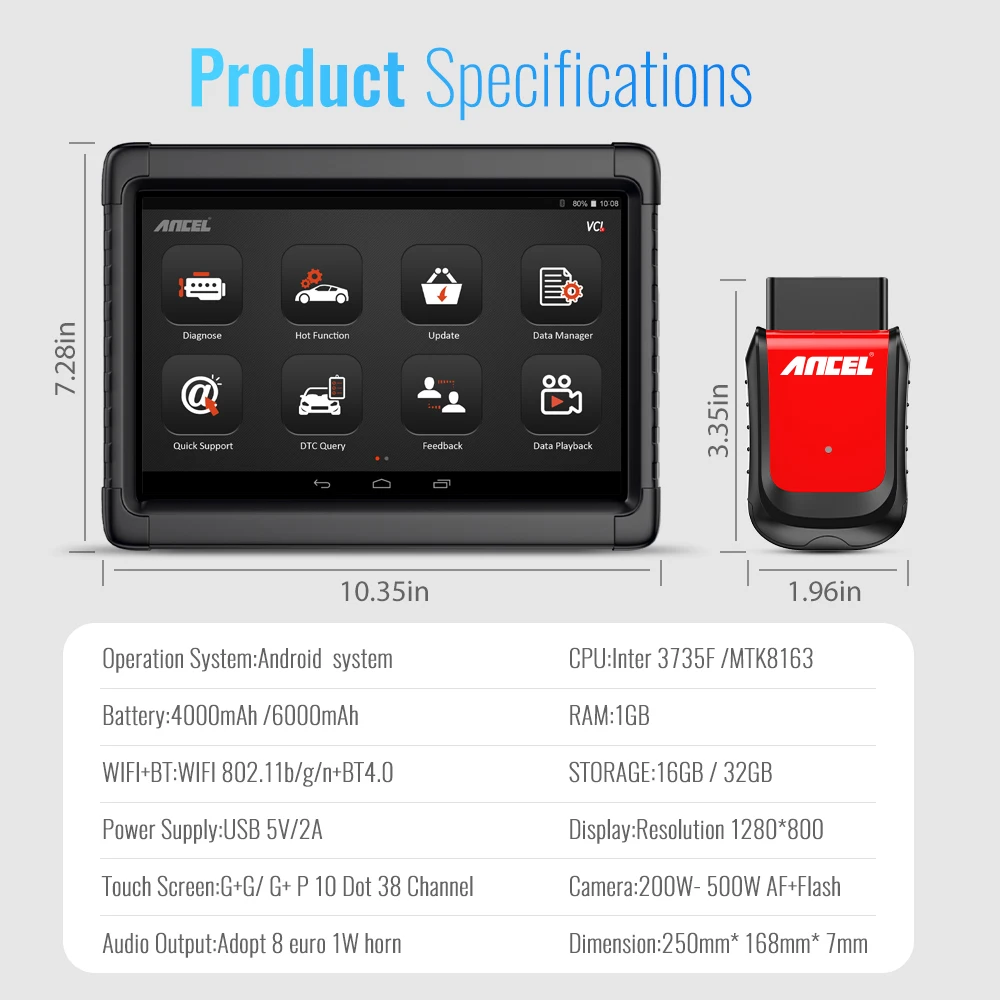 ANCEL X6 OBD2 Automotive Scanner Bluetooth Professional All System Airbag EPB DPF ABS Reset Scanner OBD 2 Car Diagnostic Tools