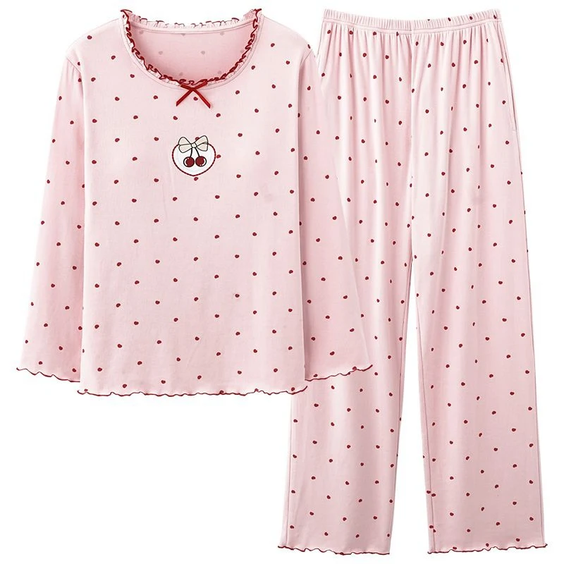 

2026 весенние хлопковые пижамные комплекты с длинными рукавами для женщин, корейская одежда для сна с милым бантом, костюм, пижама, домашняя одежда, Pijama Mujer, домашняя одежда