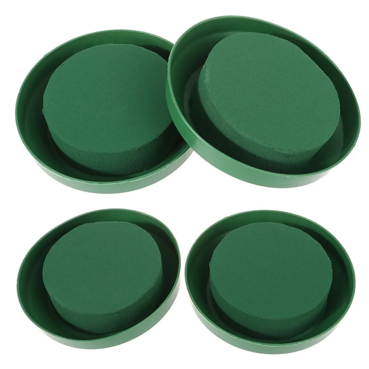 2PCS Round Flower Arrangement Kit Green Round Wet Foam Floral Foam With Bowl DIY Flower Arrangement Mud Flower Arrangement Tool