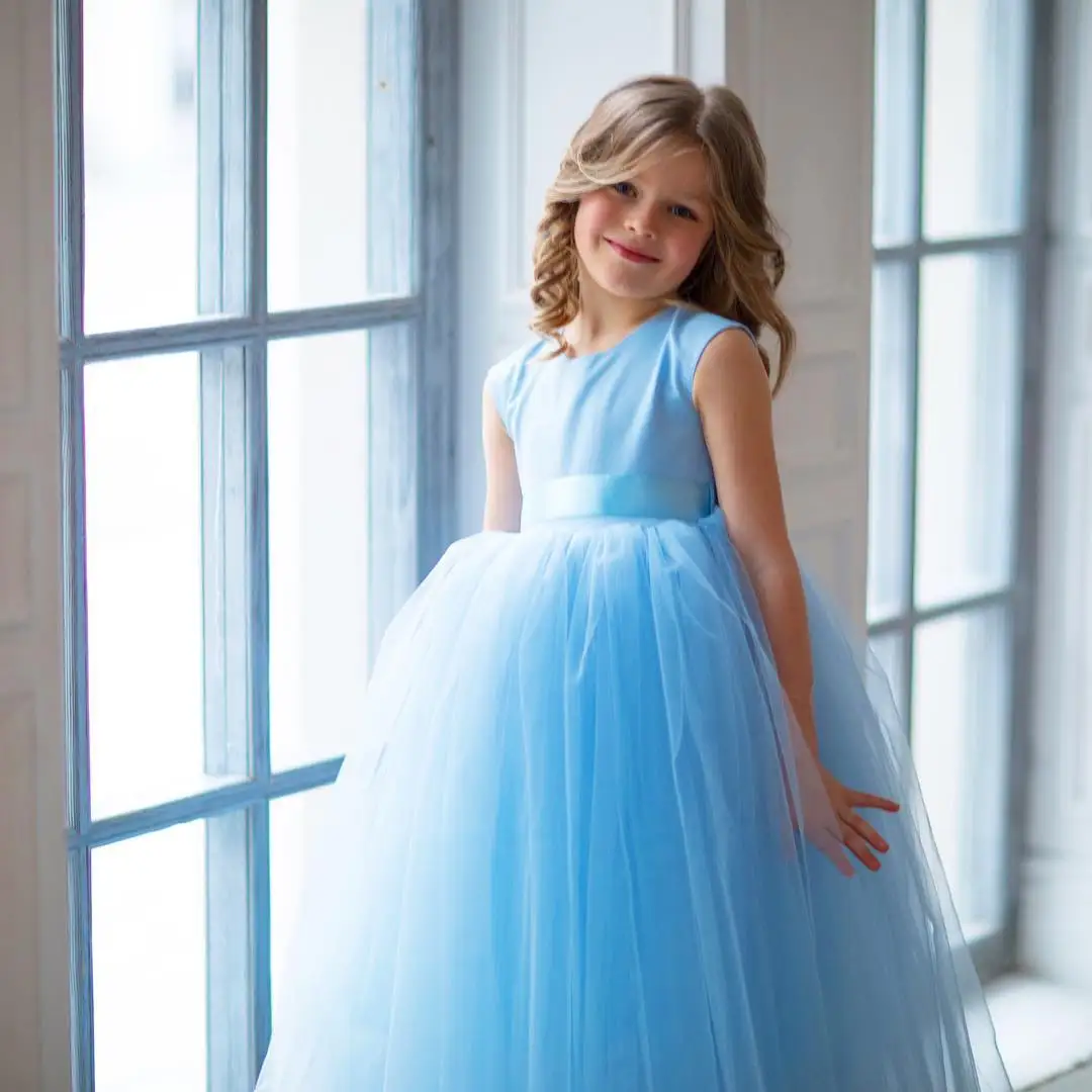 

Ball-Gown/Princess Scoop Floor-Length Satin/Tulle Flower Girl Dress