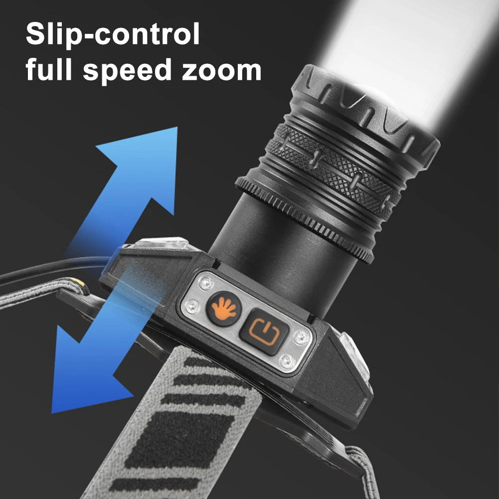 LED Induction Headlamp Motion Sensor Powerful Headlight Torch USB Rechargeable Power Display for Outdoor Camping Cycling Hiking