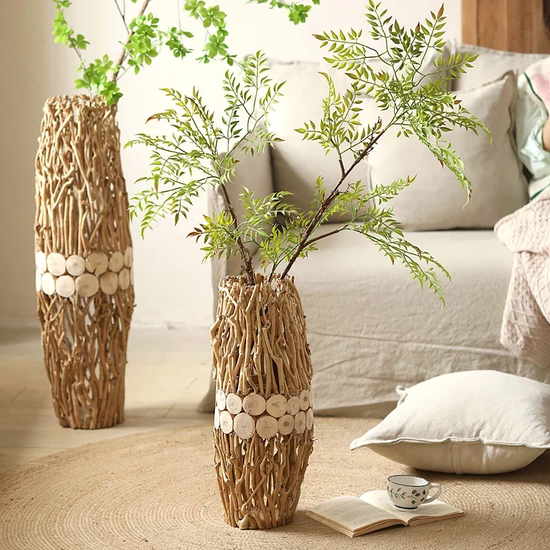 

Creative splicing of wooden tree branches, landing on the ground, mahogany large vase decoration, high-end living room, homestay