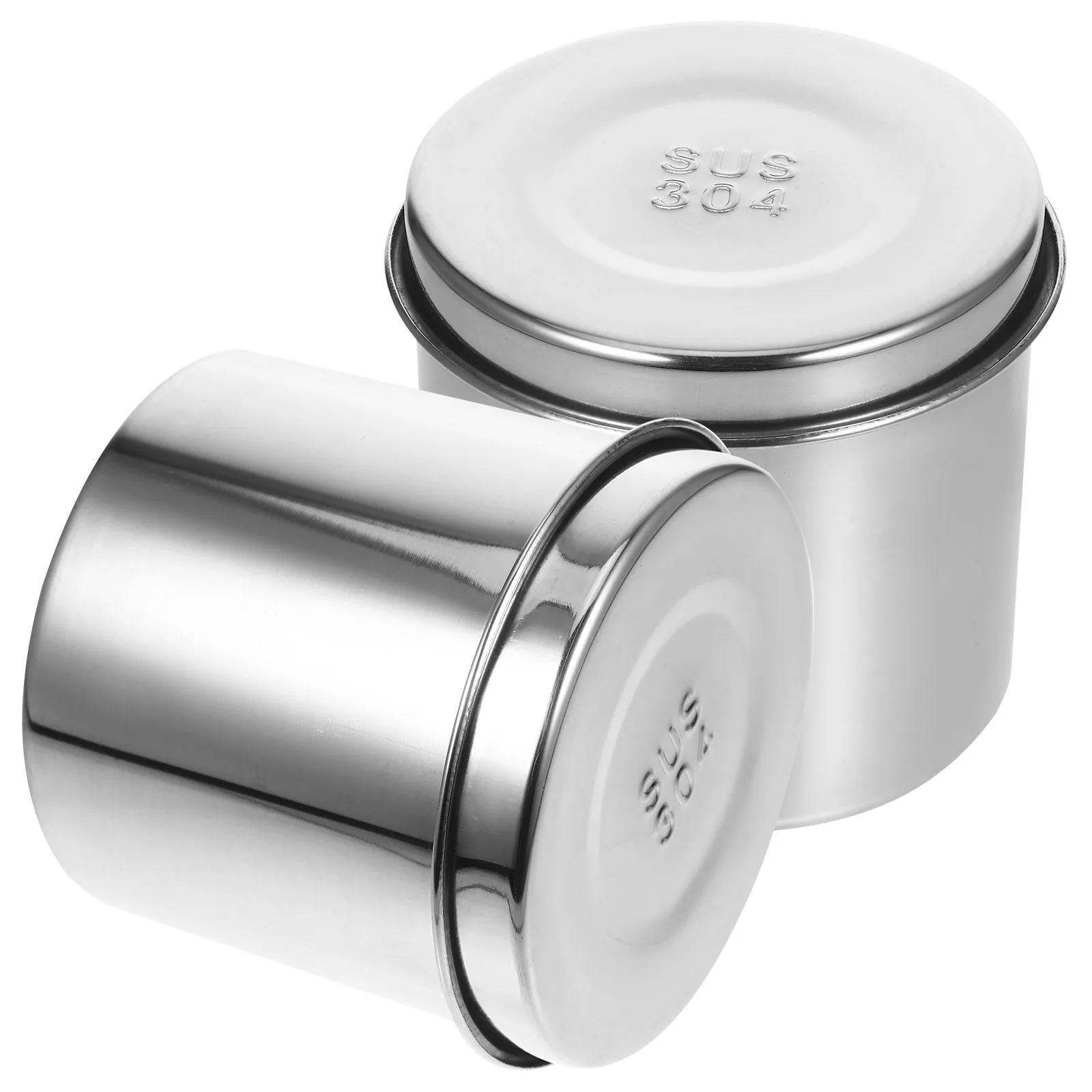 

2pcs Ointment Jar 304 Stainless Steel Gauze Container 10cm Thick Anti Iodine Dressing Cylinder Storage Canister Disinfection