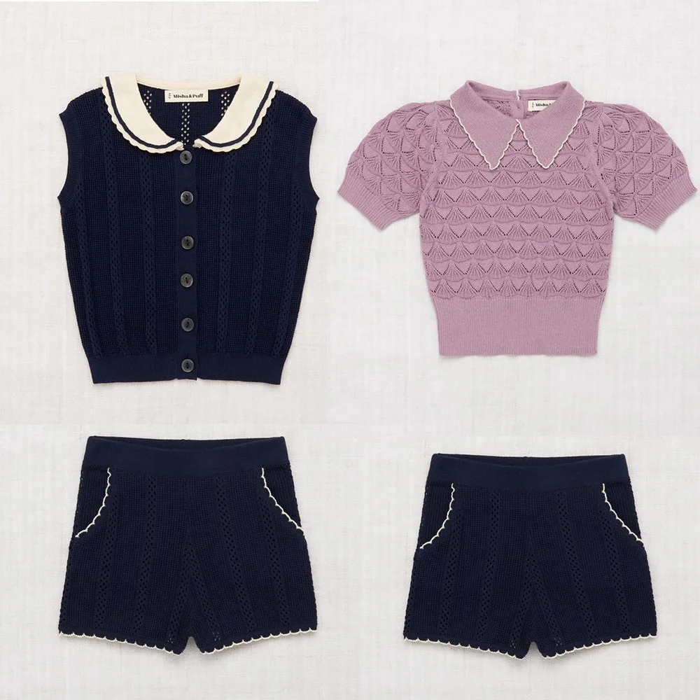 

Jenny&DavePopular 2023 Spring/Summer Collection Same Style Baby Cutout Sleeveless Top and Shorts for Boys and Girls