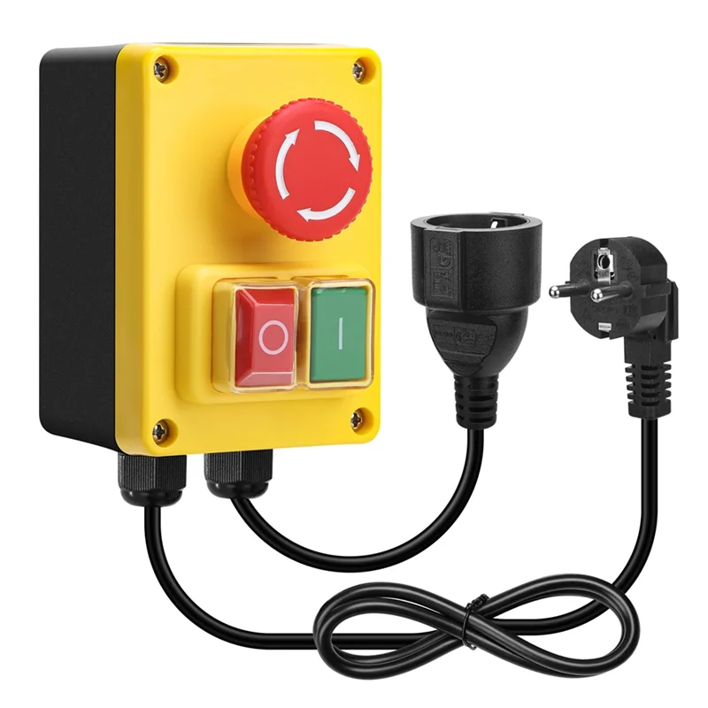

AT43-220V Safety Switch Single-Phase Including Emergency Stop For Milling Tables& Electrical Equipment Device Eu Plug