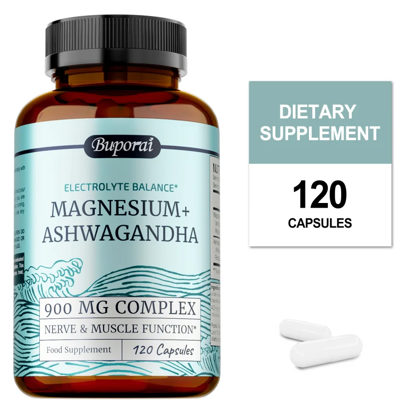 

Магний + Ashwahsomma Complex 900MG — поддерживает расслабление мышц, помогает стресс, улучшает качество сна