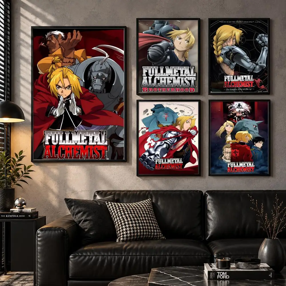 Fullmetal Alchemist Alchemy Steam Sibling TV Anime Poster Self-Adhesive Unframed Fashion Wall Prints for Office & Home Decor