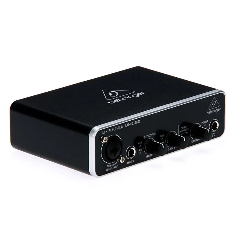 Behringers UMC22 Audiophile 2x2 Interfaz de audio USB con tarjeta de sonido preamplificador de micrófono Midas