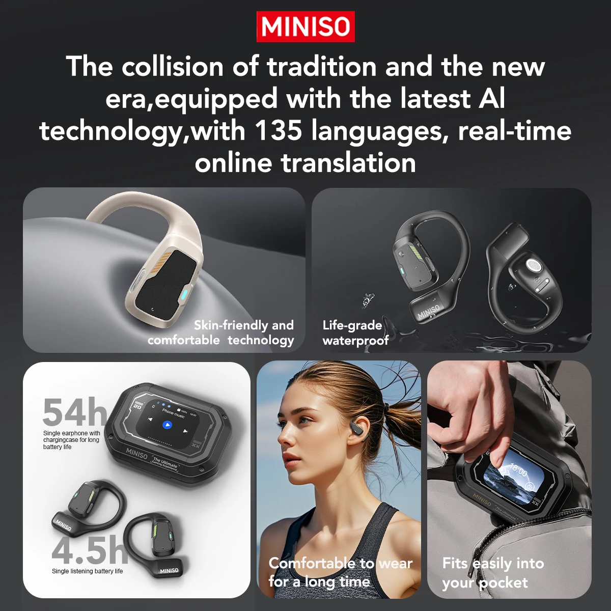 مترجم سماعة MINISO M98 AI سماعات لاسلكية مكتب الدردشة سماعة ASMR سماعة لتقوم بها بنفسك APP AI سماعات لاسلكية مع هيئة التصنيع العسكري