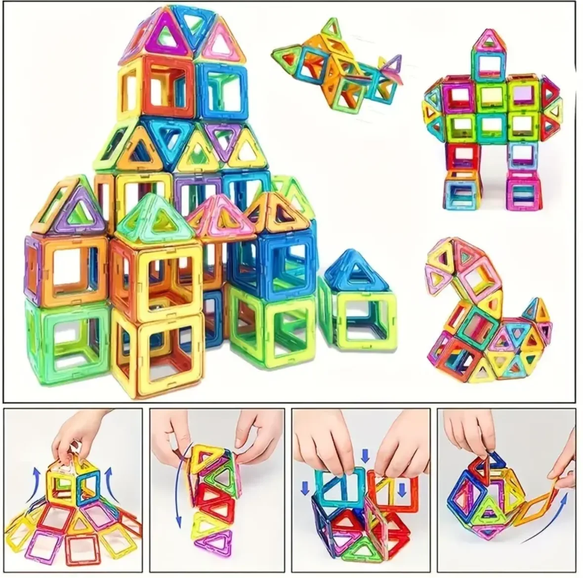 Blocos de construção magnéticos Brinquedos, Designer Construction Set, tamanho grande, Ímãs DIY, Natal, Dia das Bruxas, Thanksgiving Gift