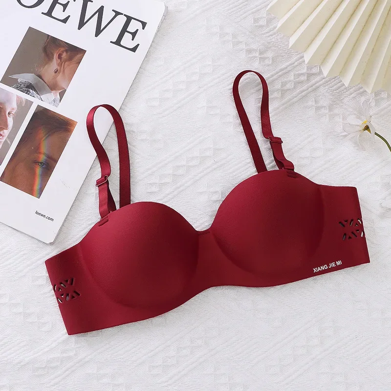 Bra Nyaman Cincin Baja Tanpa Bekas Luka Satu Potong Pakaian Dalam Berongga Tertutup Dada Kecil Bra Wanita Bra Seksi