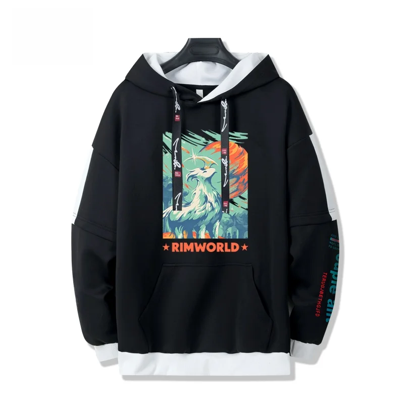 سترة هوديي من RimWorld للجنسين، مقاس فضفاض، ملابس كاجوال مريحة، ألياف بوليستر، أكمام بطول عادي للمراهقين والرجال