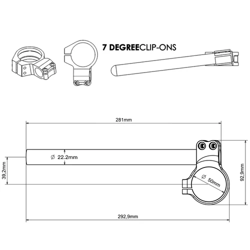 Imagen 2 del producto Manillar con Clip de 50MM para Suzuki GSXR600 1994-1996 GSXR750 1993-2018 GSXR1000 2001-2018 GSXR1100 1995-1998 Yamaha YZF-R1 R6