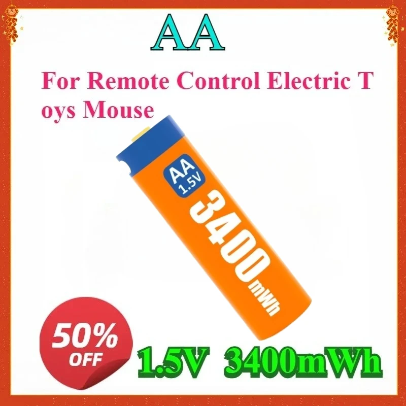 

For Remote Control Electric Toys Mouse New 1.5V 3400mWh AA Rechargeable Battery USB Type-C Rechargeable aa Li-ion Battery