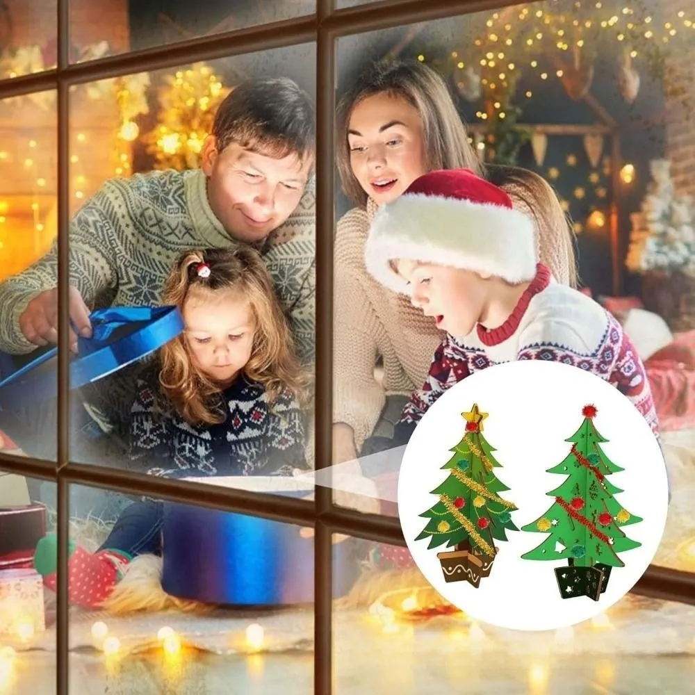 المحمولة 70 قطعة DIY اليدوية شجرة عيد الميلاد اللوحة ثلاثية الأبعاد عيد الميلاد الحرف مجموعة التفاعل بين الوالدين والطفل شجرة عيد الميلاد الحلي