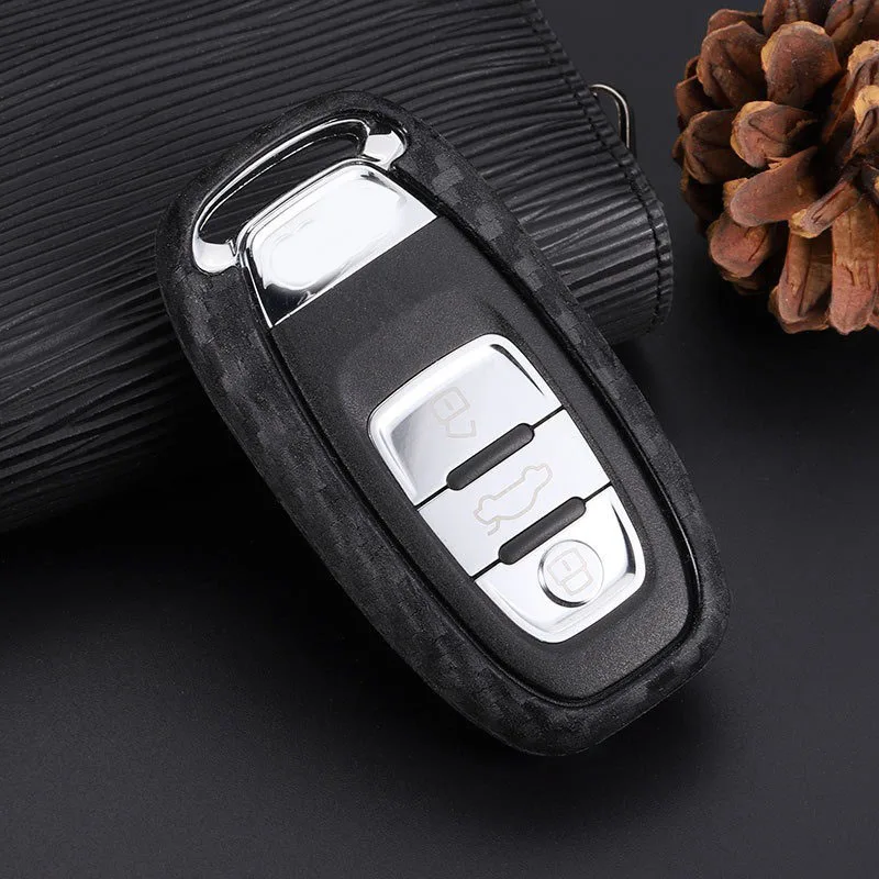 Carbon Fiber Car Key Fob Cover Case Chain Shell for Audi A4 B8 A5 A6 A7 A8 D4 Q5 S4 S5 S6 S7 S8 Protect Shell Fob Accessories