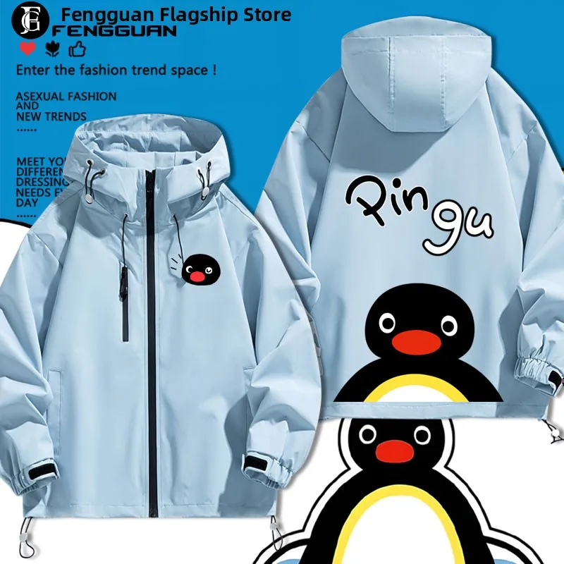 

Jaet с принтом Penguin Fly Animation, осенне-зимняя верхняя одежда, повседневная одежда из полиэфирного волокна, длинная застежка-молния