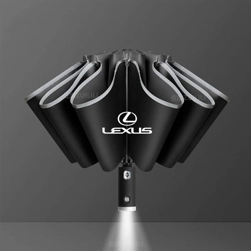 Car LED Automatic Folding Windproof Sunshade Umbrella Lexus Fsport CT200h ES GS GX IS300 LS LM LX LX470 LX570 NX RX300 RX450 UX