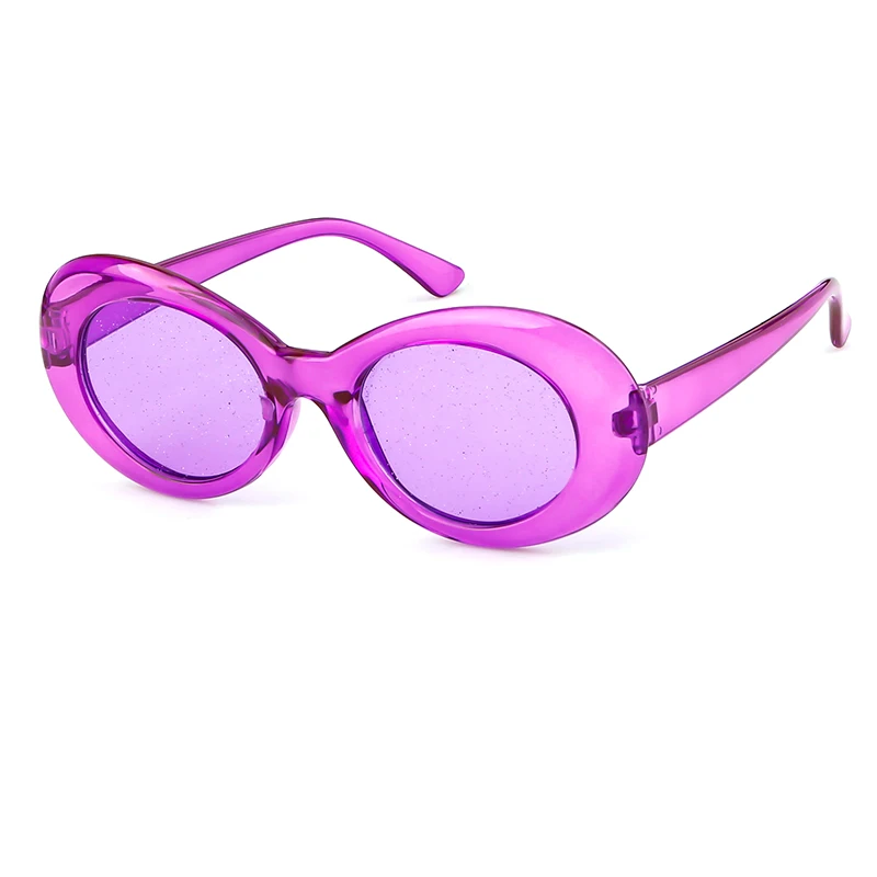 STORY Vintage Retro Purple Oval Sunglasses Women 2018 Sunmmer Glitter Candy Color Transparent Frame Cat Eye Sun Glasses