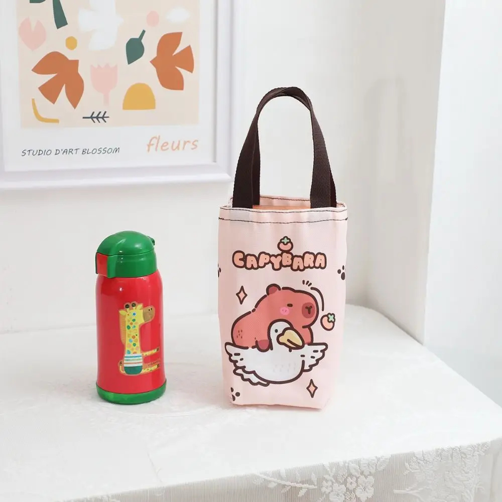 Cute Handbag Capybara Canvas Bag Messenger Bag Children Bag Cartoon Water Cup Bag Umbrella Storage Water Cup Storage Bag Women