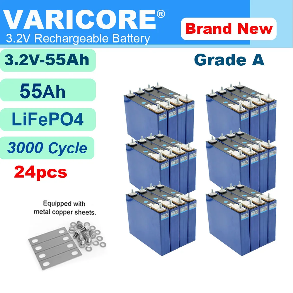 

24pcs V 55Ah LiFePO4 battery pack phosphate batteries for 12V 24V 36v Golf cart 3C Motorcycle Car Motor Modification M6 Stud