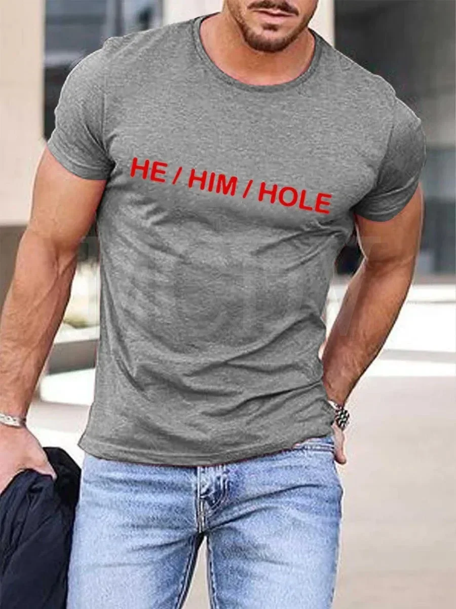 

2023 Summer Men's Printed Casual Crew Neck Short Sleeve T-Shirt The Colorful The Best He Him Hole LGBT 3D Printed T Shirt