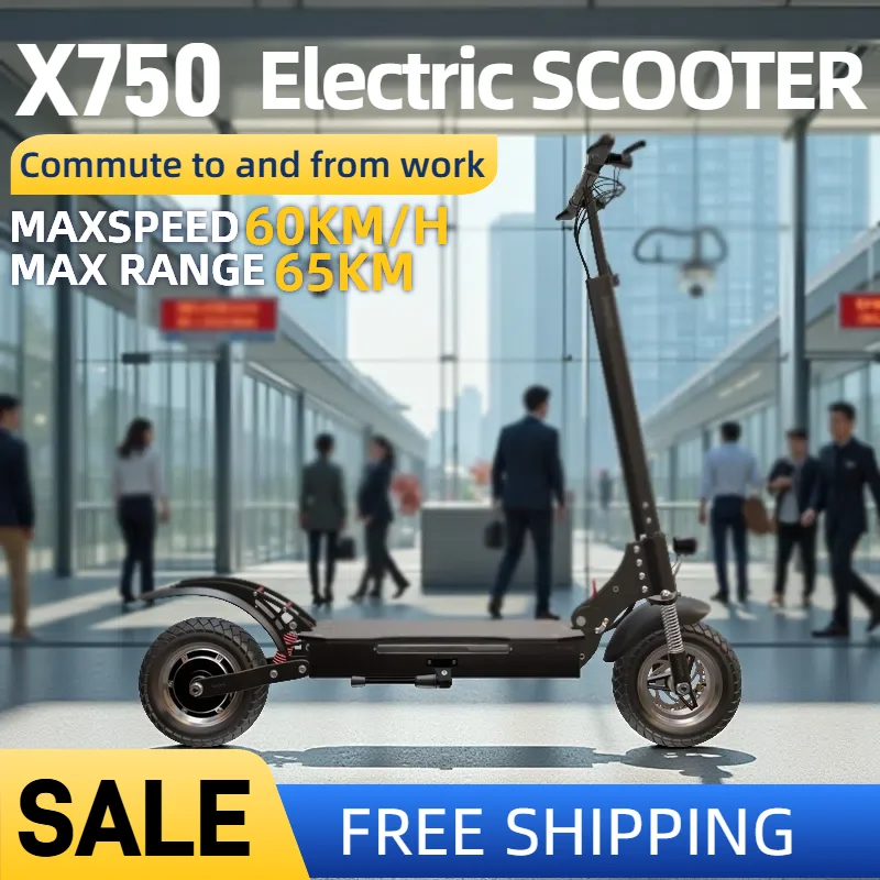

52V 20Ah Trottinettes Electriques 2500W Motor 70-80KM Range 3 Speed Levels Double Shock Absorption Commuter Electric Scooter
