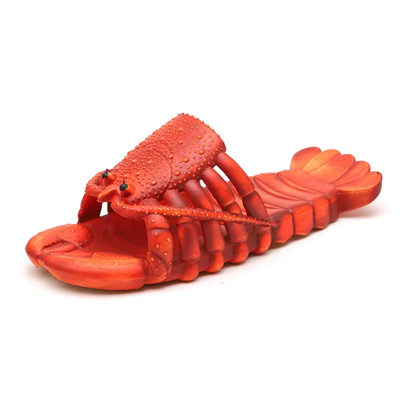 2024 Summer Lobster Slippers Men Funny Animal Flip Flops Cute Beach Shower Casual Shoes Women Unisex Big Size Soft Home Slipper