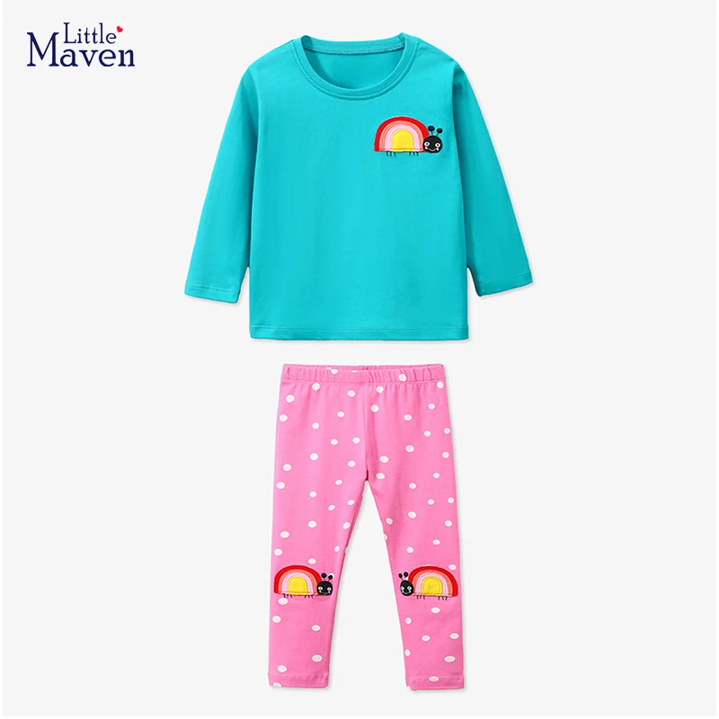 Little maven Kids Children\'s Clothing Baby Girls Top Clothes for Children Autumn Outfits Cotton Snail T shirts+Pants Sets