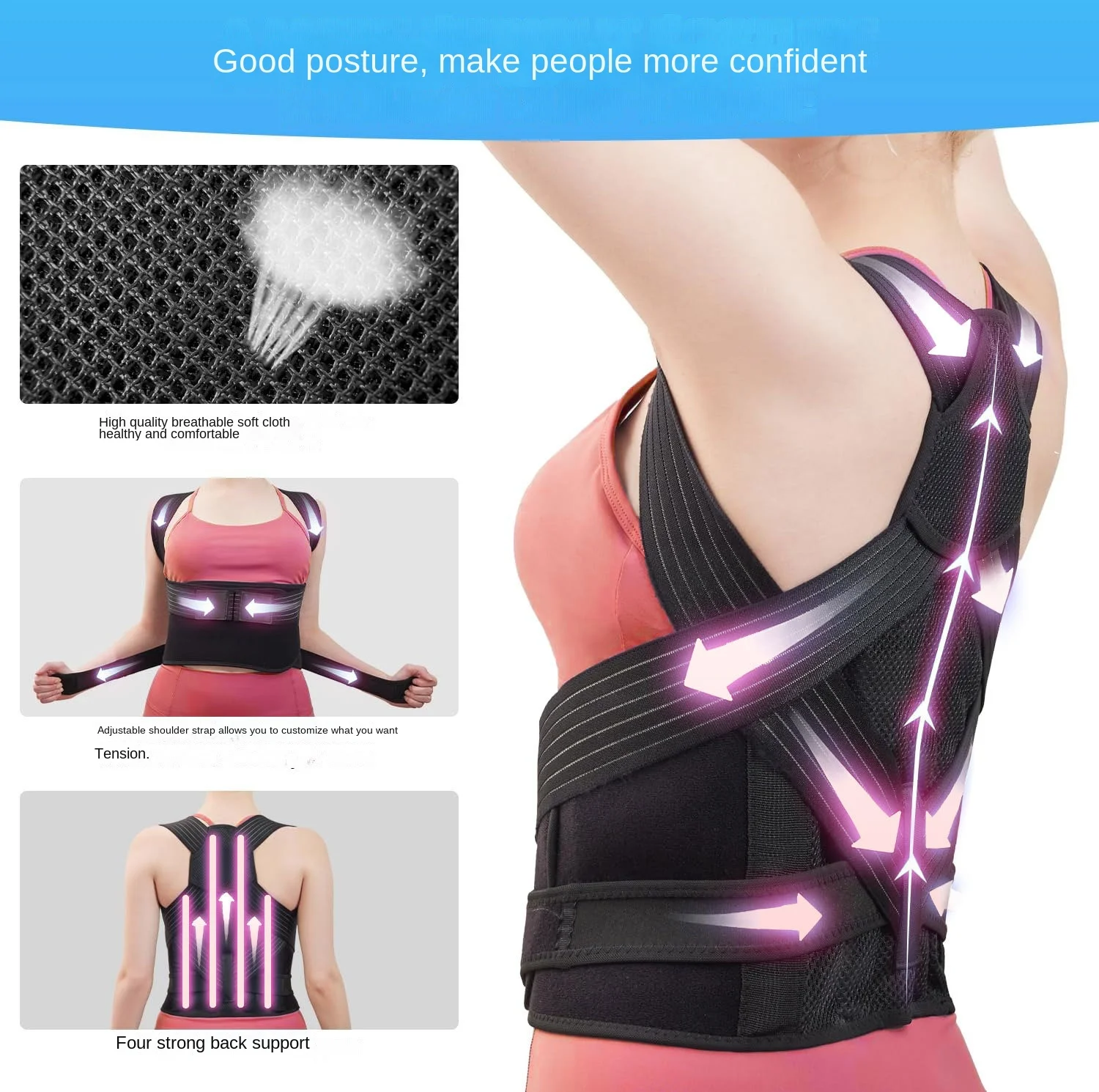 Adults Back Brace For Spinal Alignment Shoulder Posture Corrector for Men and Women Abdominal Waist Correction