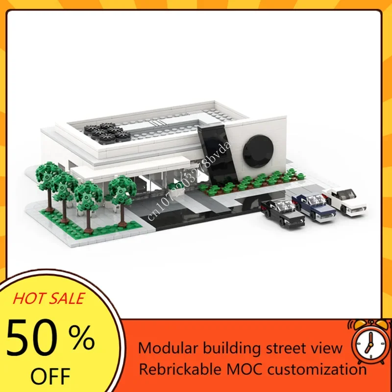 703PCS Micro Automobile Sales Center Modular MOC Creative street view Model Building BlocksDIY Education Assembly Model Toy Gift