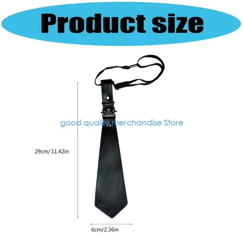 ربطة عنق Y5JD من جلد البولي يوريثان والمعدن قابلة للتعديل وربطة عنق حديثة لحفلات الزفاف واجتماعات العمل بأسلوب متطور يومي