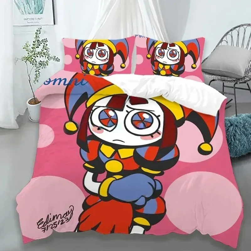 Children's Bed Linen  cm,Pomni Bed Linen Set with Pillowcase,The Amazing Digital Circus Bedding Set,Birthday Gifts