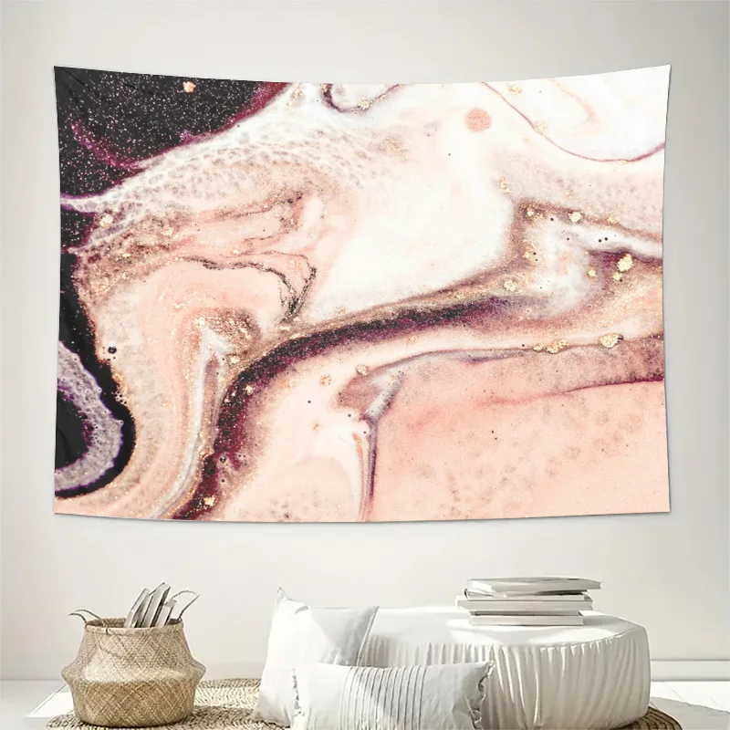 Abstract Marble Pink Gold Glitter Swirl Wall Tapestry Canvas Boho Chic Home Decor Art Print Living Room Background Hanging Wall