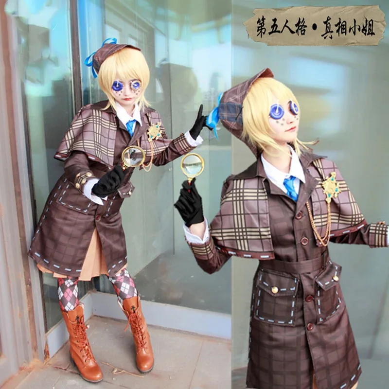 NewAnime الهوية الخامس تأثيري حلي كوس الملابس البستاني ملكة جمال الحقيقة إيما وودز تأثيري حلي مجموعة مع قبعة شعر مستعار زجاجي مكبر
