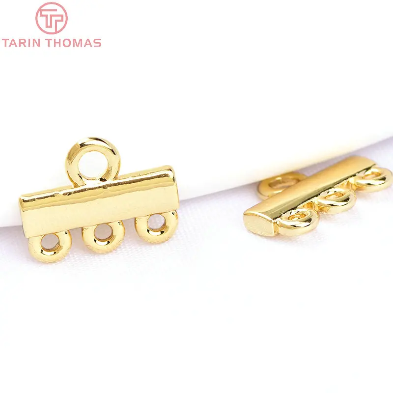 (6341) 10PCS 24K Gold Color Brass 2 Holes 3 Holes Connector Clasp Charms Connector High Quality Diy Jewelry Accessories