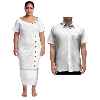 Couples îles ensemble vêtements fête Samoan imprimer robes d...