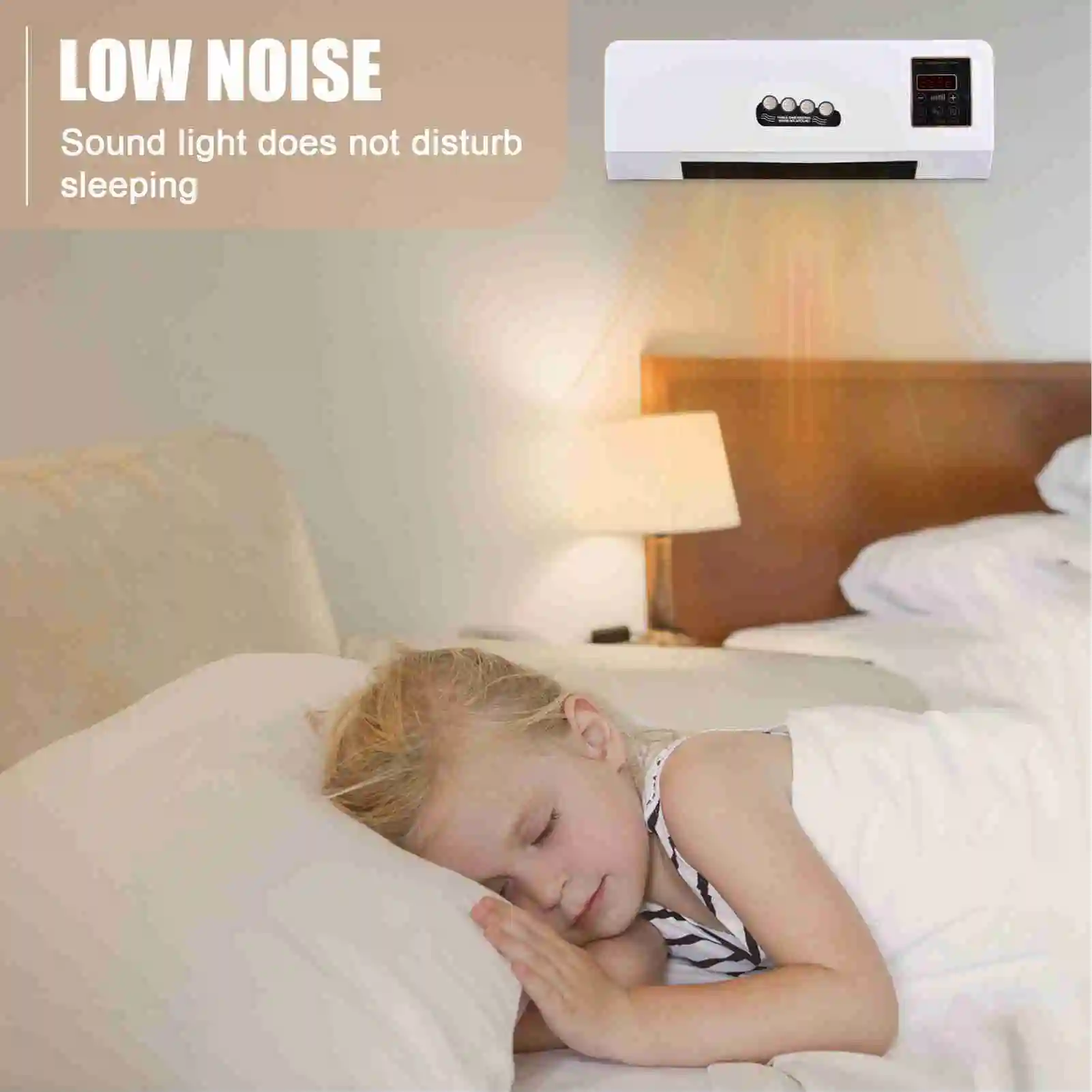 Heater Fan 2 in 1 Heating Nature Wind Timing Digital Display Wall Mounted Space Heater for Home Office Dormitory Wall Fan