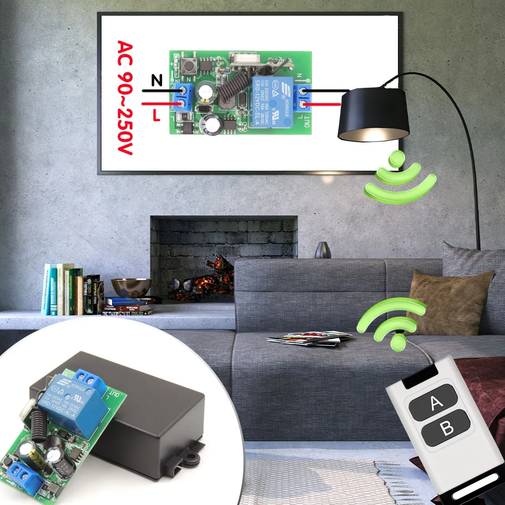 Không Dây Điều Khiển Từ Xa AC 110V 220V Radio Tiếp Thu Và Rf 433Mhz Điều Khiển Từ Xa, cho Đèn Đồ Gia Dụng DIY