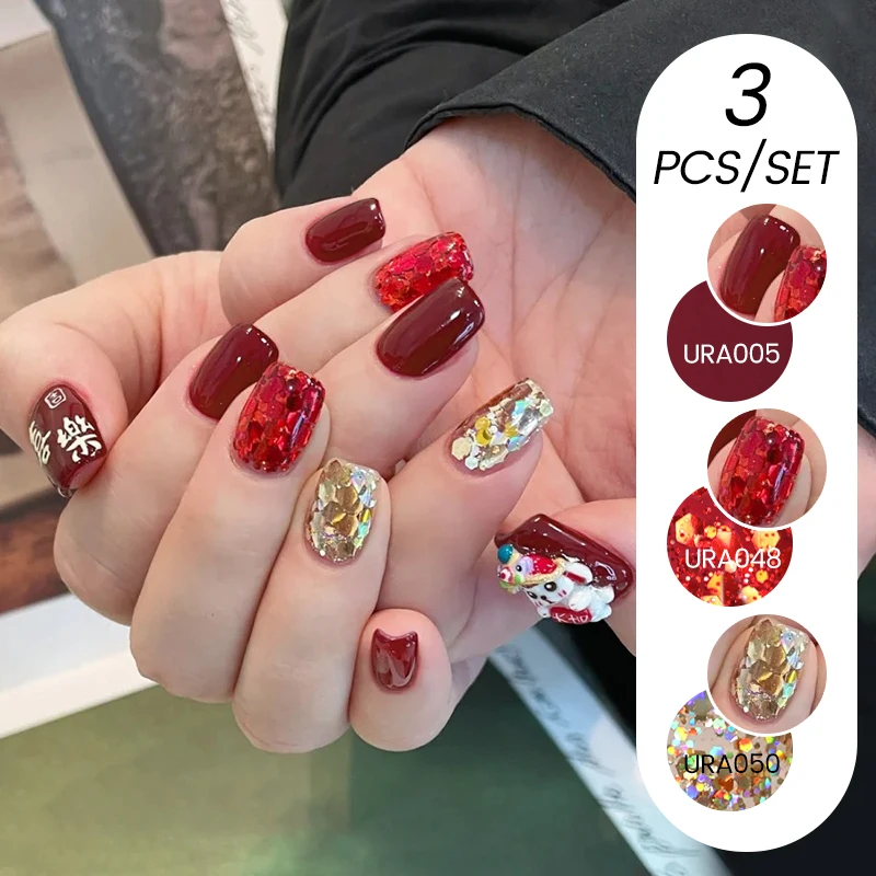 UR SUGAR 3 قطعة/المجموعة 15 مللي بريق تألق سلسلة جيل للأظافر البولندية الساخن بيع لامعة شبه دائمة نقع قبالة الأشعة فوق البنفسجية هلام مسمار طقم فني #3