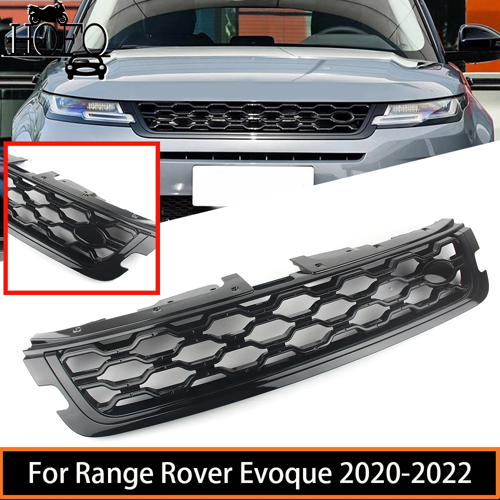 Black Racing Grill Car Front Bumper Grille Mesh For Range Rover Evoque 2020 2021 2022  ﻿