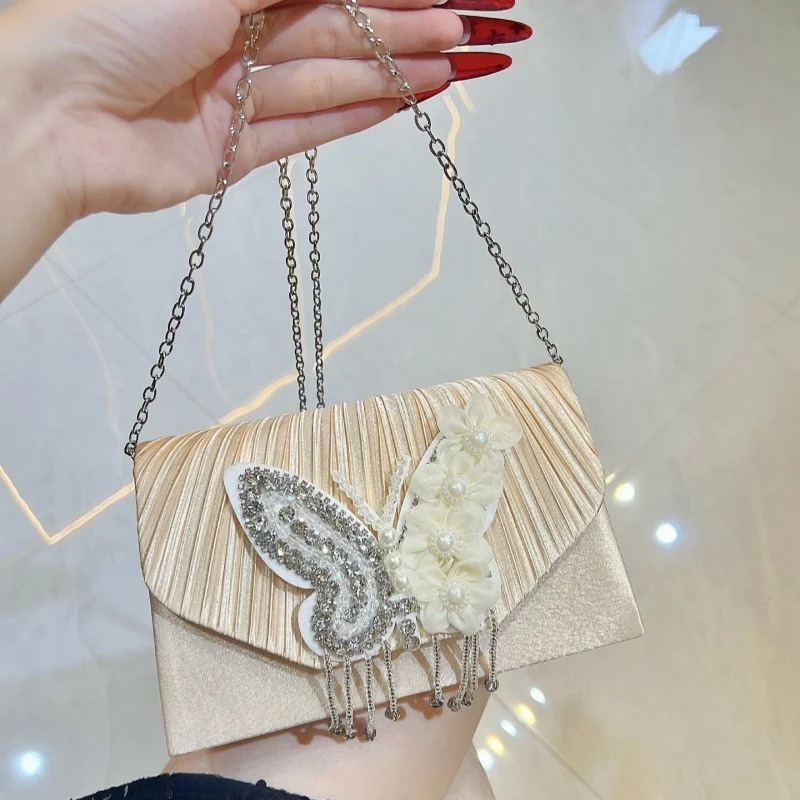 

Women Delicate Butterfly Decoration Evening Clutch Gorgeous Luxurious Romantic Chic Glamorous Exquisite For Dinner Party Banquet