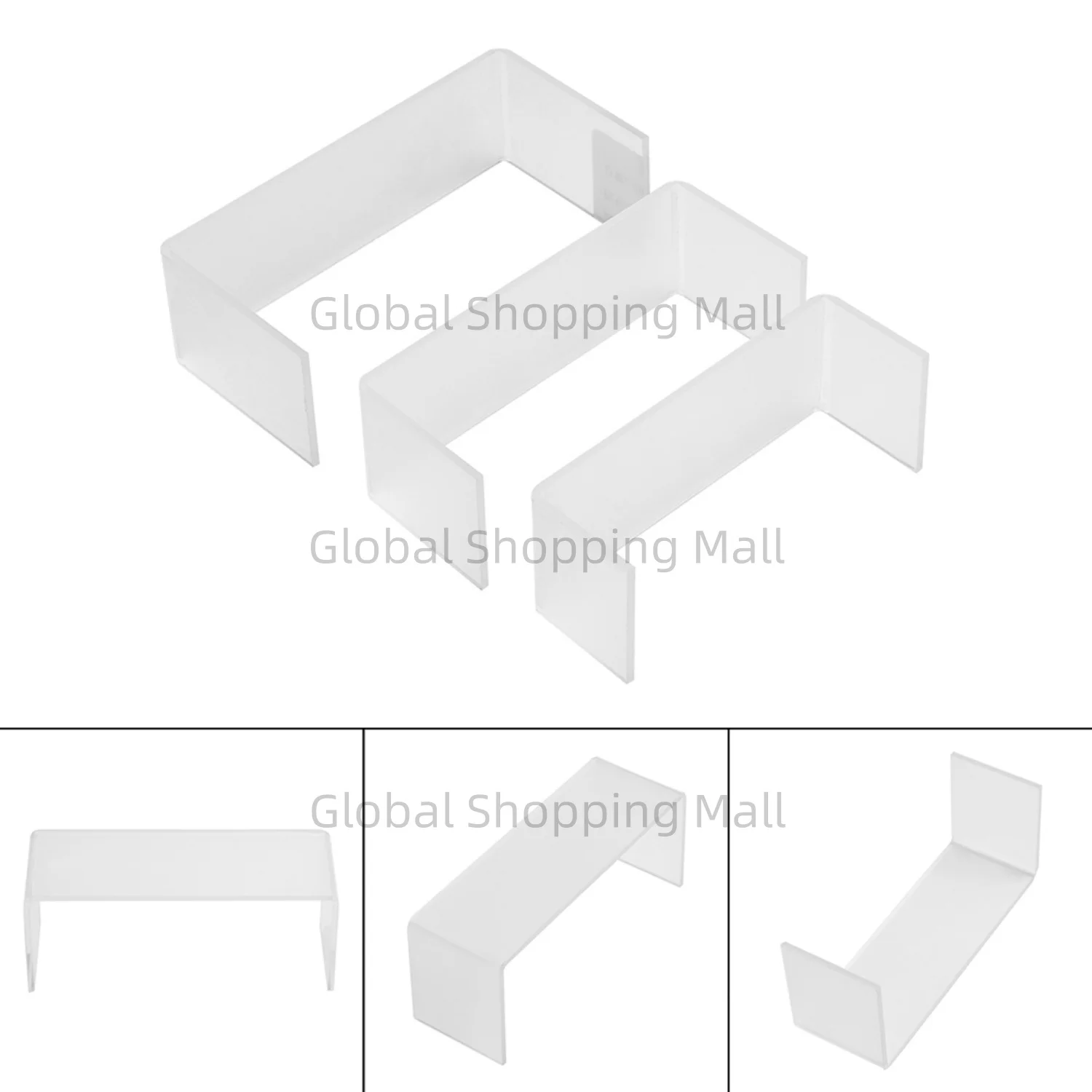 Jewelry Collection Risers Set 3pcs Clear Acrylic Materials Display Stand Cosmetic Bag Jewelry Showcase Cupcake Holder