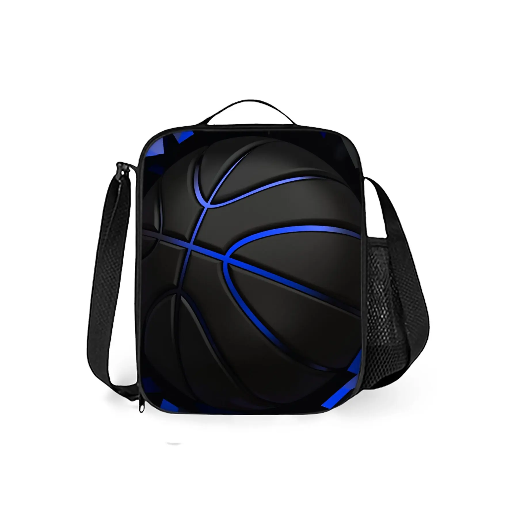 Basketball-Themed Print Lunch Bag Suitable for, Events & - Rectangular Meal Bag with Basketball Court, Casual