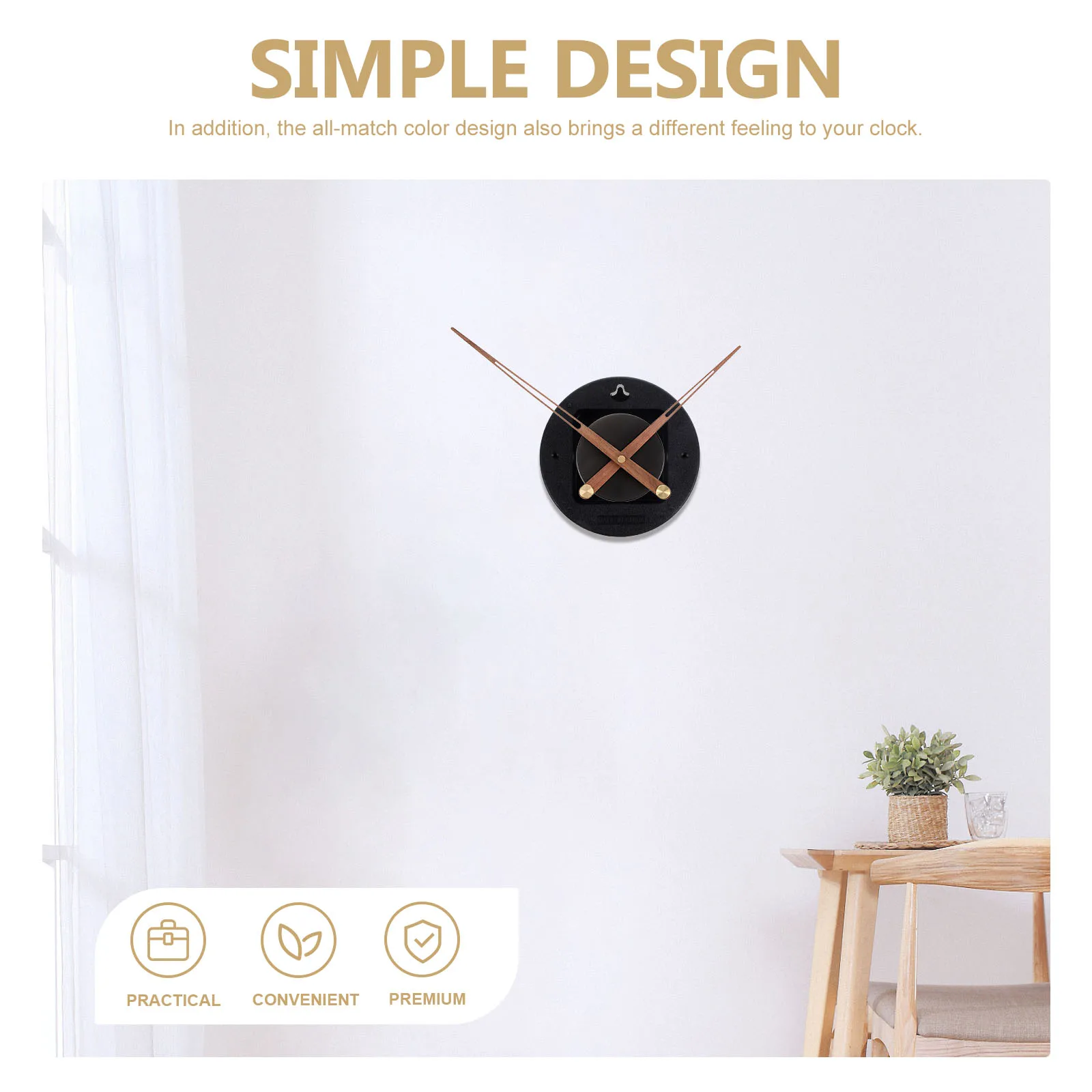 

1pcs Large Wooden Clock Hands Replacement Sturdy Wall Clock Movement Mechanism Diy Kit Mute Parts For Home Decor