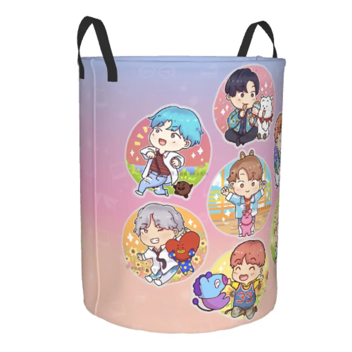 Custom Fashion Trends Kpops Boy Band Laundry Basket Collapsible Cartoon Clothing Hamper Toys Organizer Storage Bins
