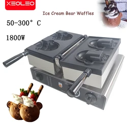 XEOLEO-máquina eléctrica para hacer gofres Taiyaki con forma de oso, máquina para hacer gofres con cabeza de oso, con boca abierta, de 1800W, para helado