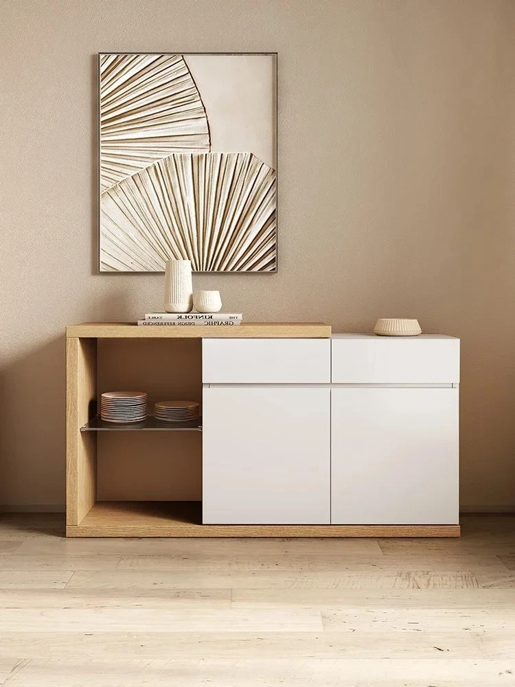 

Sideboard Cabinet Modern Simple and Light Luxury Nordic Style Japanese Style White Wood Color Minimalist Home