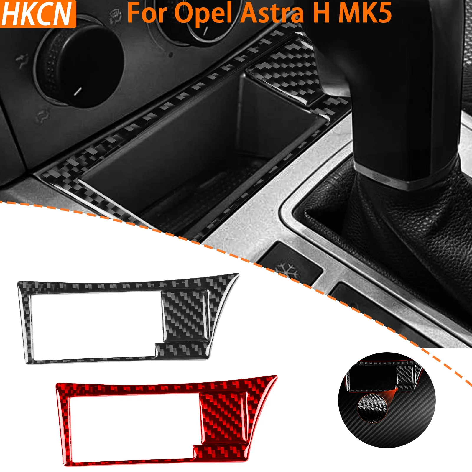 For Opel Astra H MK5 2004-2010 Carbon Fiber Center Console Storage Box Panel Frame Cover Trim Car Interior Accessories Stickers