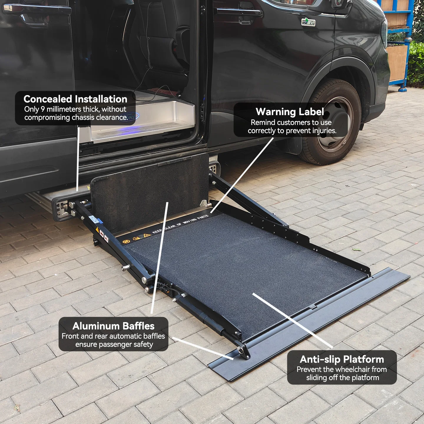 Wheelchair Platform Lift for Minivan Truck Electric Hydraulic Patient Transfer Disabled Handicapped People